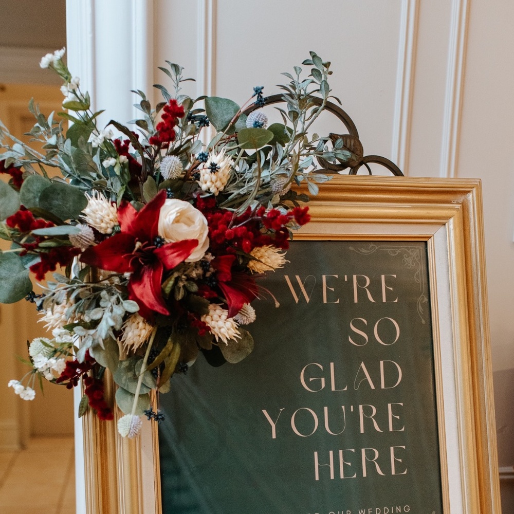 Wedding Welcome Sign Flower Arrangement